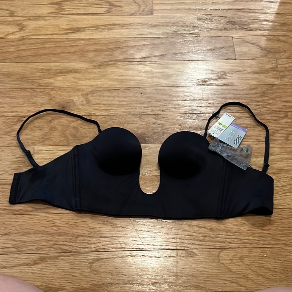 Fine lines plunge bra, 34B, black, NWT